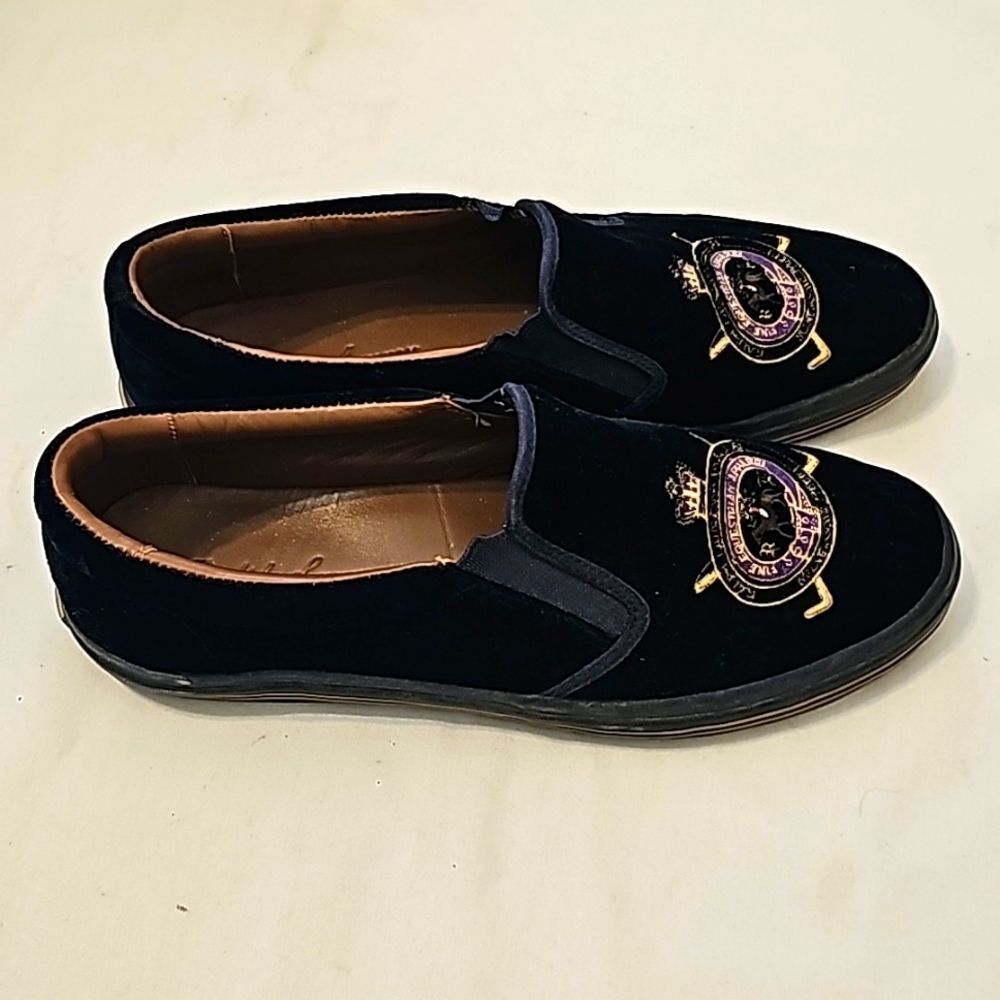 COPY - Ralph Lauren Dracing Navy Velvet men's shoes size 8.5D - Picture 2 of 8